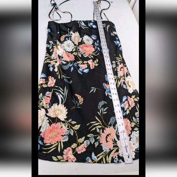 Princess Polly Black Floral Mini Dress 6 Slip Dress Y2K 90s Whimsigoth - Picture 9 of 11